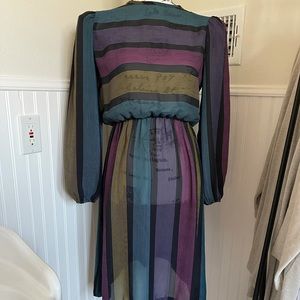 Vintage dress striped dress black pink yellow blue 70s 80s